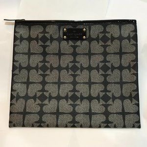 Kate Spade Large Black and White Zippered Pouch Makeup Bag NEW UNUSED NWOT